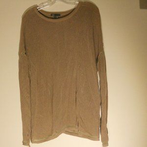 Vince Mesh Knit Top L/S Mauve L Crochet EUC